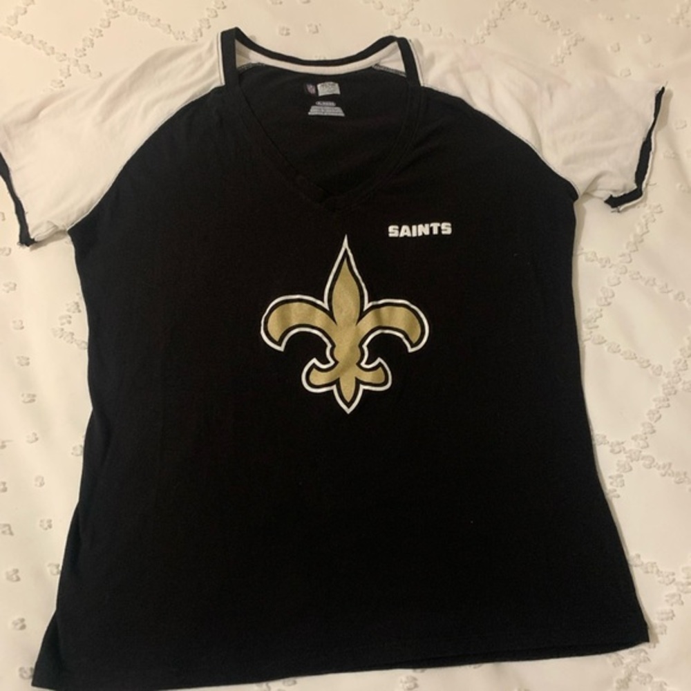 Ladies NFL Team Apparel New Orleans Saints Shirt Size XL Short Sleeve